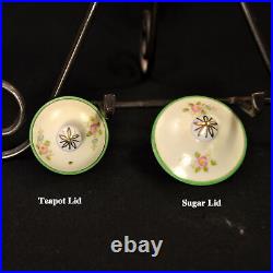 Noritake Tray Teapot Creamer Sugar 2 Cups & Saucers Floral Green Gold 1918-1931