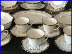 Noritake Vintage China Dinner Service For 12 Tea Set Cups Plates -White Lilys