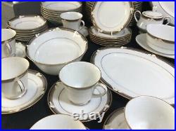 Noritake Vintage China Dinner Service For 12 Tea Set Cups Plates -White Lilys