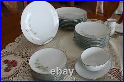 Noritake Vintage Porcelain China Soroya Pattern Green Floral 47 Piece Grouping