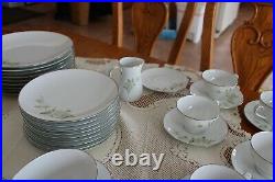 Noritake Vintage Porcelain China Soroya Pattern Green Floral 47 Piece Grouping