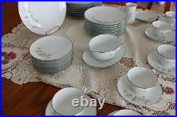 Noritake Vintage Porcelain China Soroya Pattern Green Floral 47 Piece Grouping