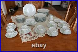 Noritake Vintage Porcelain China Soroya Pattern Green Floral 47 Piece Grouping