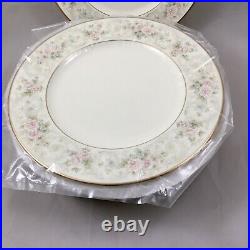 Noritake Willowbrook 9722 Dinner Plates 10.5 set 8 Bone China Blue/Pink Floral