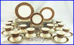 Noritake Xavier Gold 60 PC SET for 12 Bone China Red Gold 4819 Near Mint to MINT