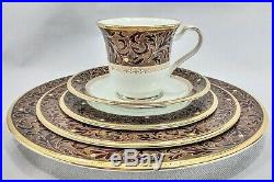 Noritake Xavier Gold 60 PC SET for 12 Bone China Red Gold 4819 Near Mint to MINT