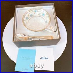 Noritake Yoshino Cup & Saucer 220cc Gray Bone China Coffee Tea SAKURA spoon set