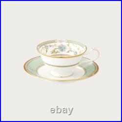 Noritake Yoshino Cup & Saucer 220cc Green Bone China Coffee Tea SAKURA spoon set