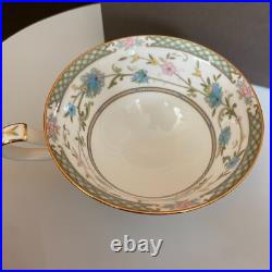 Noritake Yoshino Cup & Saucer 220cc Green Bone China Coffee Tea SAKURA spoon set