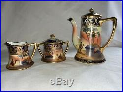 Noritake china coffee set. C. 1908-1920, hand Painted gold leaf. Set of 5 cups