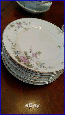 Noritake china set 41 pieces Firenze no. 6674 pink roses gold trim Vintage