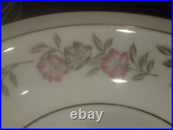 Noritake china set 5433 Gray band with pink floral