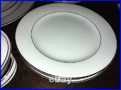 Noritake, envoy, 6325, white, platinum trim & verge, 17 pc china set, 3 settings