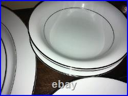 Noritake, envoy, 6325, white, platinum trim & verge, 17 pc china set, 3 settings