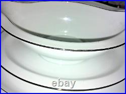 Noritake, envoy, 6325, white, platinum trim & verge, 17 pc china set, 3 settings