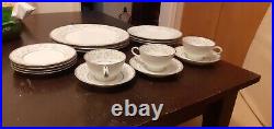 Noritake oxford 3 place sets dinner, salad bread plates cups saucers 16 items