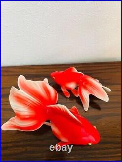 Old Noritake Bone China Goldfish Koi ornament Set of 2 big small