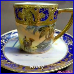 Old Noritake Kinrande Golden Brocade Desert Caravan Sunset Cabinet Cup & Saucer