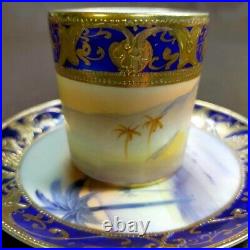 Old Noritake Kinrande Golden Brocade Desert Caravan Sunset Cabinet Cup & Saucer