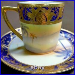 Old Noritake Kinrande Golden Brocade Desert Caravan Sunset Cabinet Cup & Saucer