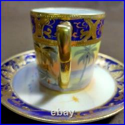 Old Noritake Kinrande Golden Brocade Desert Caravan Sunset Cabinet Cup & Saucer