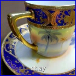 Old Noritake Kinrande Golden Brocade Desert Caravan Sunset Cabinet Cup & Saucer