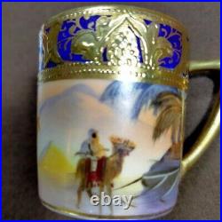 Old Noritake Kinrande Golden Brocade Desert Caravan Sunset Cabinet Cup & Saucer