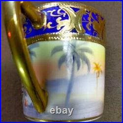 Old Noritake Kinrande Golden Brocade Desert Caravan Sunset Cabinet Cup & Saucer
