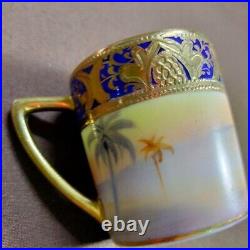 Old Noritake Kinrande Golden Brocade Desert Caravan Sunset Cabinet Cup & Saucer