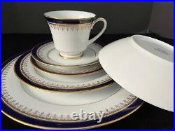 RARE 36 Pc Noritake Grand Monarch Set for 6 w Pasta Bowl Blue Legacy Bone China