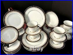 RARE 36 Pc Noritake Grand Monarch Set for 6 w Pasta Bowl Blue Legacy Bone China