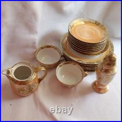 RARE HUGE 18pcs LOT VTG NORITAKE china JAPAN LUSTERWARE GOLD PHEASANT BIRD SET