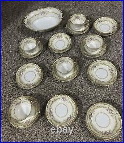 RARE Noritake Japan Dinner Set Hand Painted Floral Golden Trim 28 Piece Gift