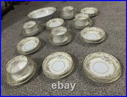 RARE Noritake Japan Dinner Set Hand Painted Floral Golden Trim 28 Piece Gift