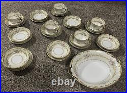 RARE Noritake Japan Dinner Set Hand Painted Floral Golden Trim 28 Piece Gift