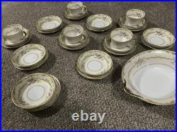RARE Noritake Japan Dinner Set Hand Painted Floral Golden Trim 28 Piece Gift