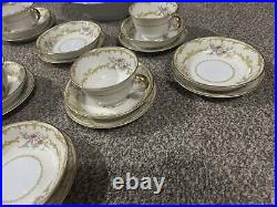 RARE Noritake Japan Dinner Set Hand Painted Floral Golden Trim 28 Piece Gift