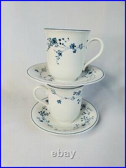 RARE SET 2 Mugs & Saucers EVENDALE Noritake Versatone Blue Floral Vintage Japan
