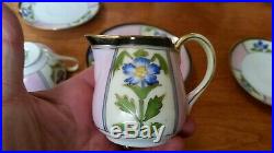 Rare 1920's NORITAKE Pink Blue Childs Tea Set 20 Piece antique flower china