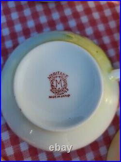 Rare Noritake China Tea Cup Plate Set Salt Pepper Shakers Mini Hand Paintd Japan