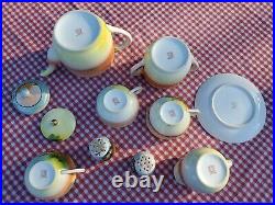 Rare Noritake China Tea Cup Plate Set Salt Pepper Shakers Mini Hand Paintd Japan