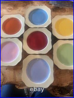 Rare Unnumbered Noritake Set Of 7 Different Colored Dessert Plates