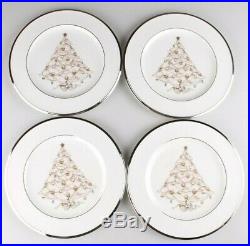 SET of 4 Noritake Bone China PALACE CHRISTMAS PLATINUM Holiday Salad Plates NEW