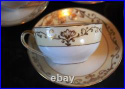 Set 6 Antique'Noritake M' GOLD MORIAGE TEACUPS & SAUCERS Hand Painted Porcelain