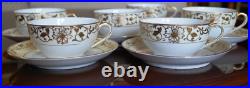 Set 6 Antique'Noritake M' GOLD MORIAGE TEACUPS & SAUCERS Hand Painted Porcelain