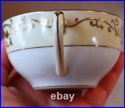 Set 6 Antique'Noritake M' GOLD MORIAGE TEACUPS & SAUCERS Hand Painted Porcelain