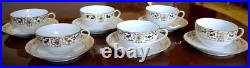 Set 6 Antique'Noritake M' GOLD MORIAGE TEACUPS & SAUCERS Hand Painted Porcelain