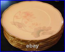 Set 8 Noritake GARDEN EMPRESS 10.75 DINNER PLATES Bone China LOTUS FLOWERS 9741