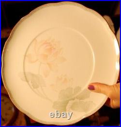 Set 8 Noritake GARDEN EMPRESS 10.75 DINNER PLATES Bone China LOTUS FLOWERS 9741