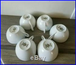 Set Of 6 Noritake Porcelain China 6450 Q Reina WithPlatinum Snack Plates WithCups